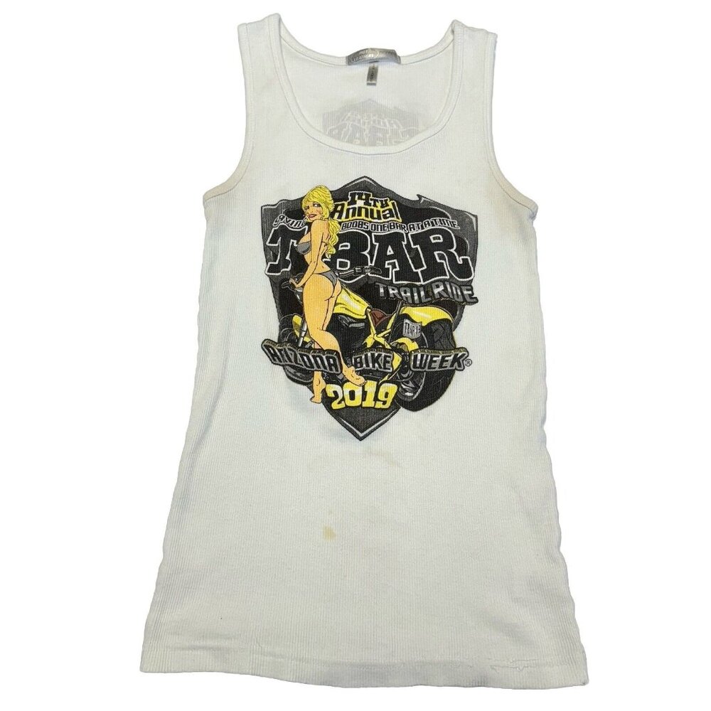 Hot Leathers Biker Week Shirt Womens 2XL White Tank Top Stretch